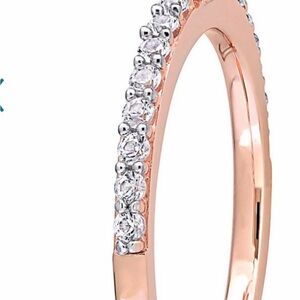 Rose Gold and Silver Women's Ring with Sparkling Accents